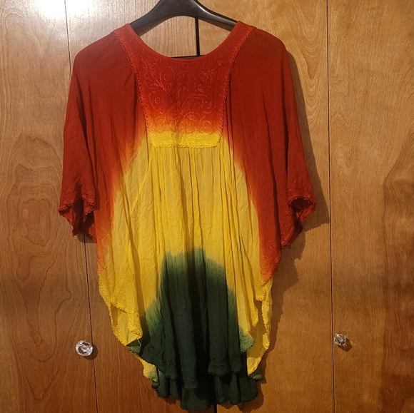 NEW Rainbow Womens Dolman Sleeves Colorful Multicolor batwing top - Picture 4 of 4